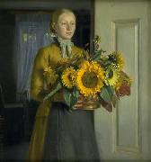 Michael Ancher A Girl with Sunflowers china oil painting artist